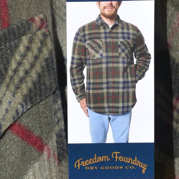 Green NWT Men’s Super Plush Shirt Jacket Freedom Foundry - Picture 6 of 7